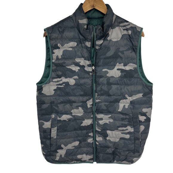 Michael Kors 2 in 1 Camo Green Reversible Packable Down Vest Jacket Men's Sz M - Picture 1 of 15